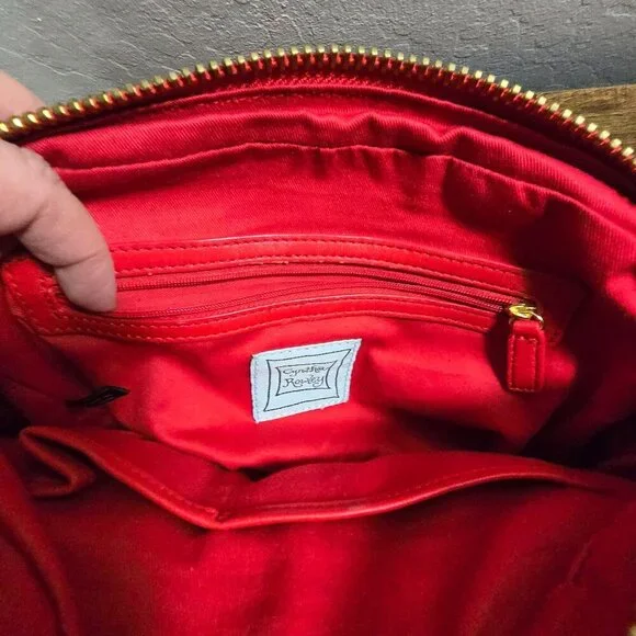 Cynthia Rowley Quilted Red Crossover Handbag With Braided Straps & Gold Hardware - Picture 13 of 15